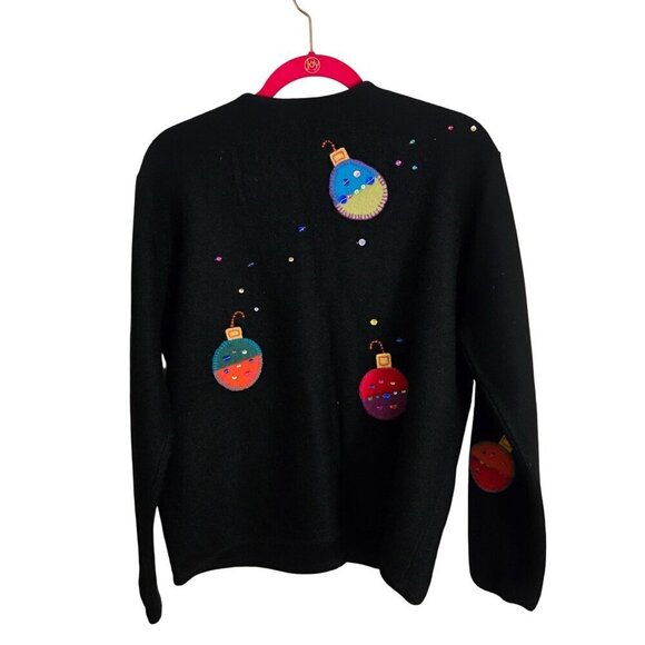 Talbots Vintage 100% Wool Unique Ornament Embroidered Cardigan Sweater Size M - Picture 3 of 7